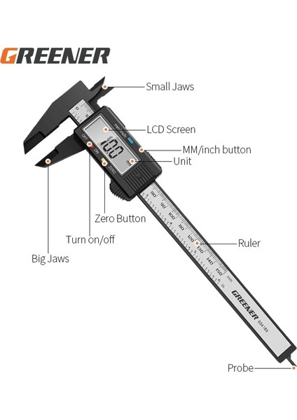 0-150MM Yeşil Dijital Sürmeli Kumpas LCD Elektronik Altimetre Mikrometre Ölçme Aracı Plastik Cetvel 0-150MM 6-Inç (Yurt Dışından) indirimleri