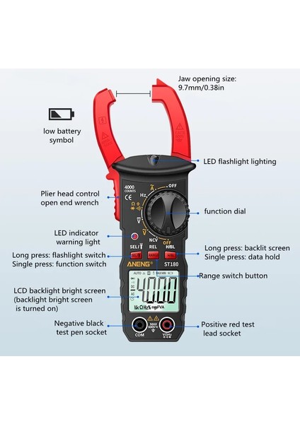 ST180-SARI St Dijital Pens Metre Dc/ac Akım 4000/6000 Sayım Multimetre Ampermetre Gerilim Test Cihazı Araba Amp Hz Kapasite Ncv Ohm Testi (Yurt Dışından) fırsatları