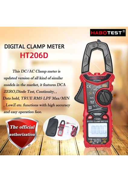 HT206A Habotest HT206A/HT206B/HT206D Dijital Pens Ampermetre;true Rms Tam Kapsamlı Koruma Akıllı Dijital Ekranlı Multimetre (Yurt Dışından)