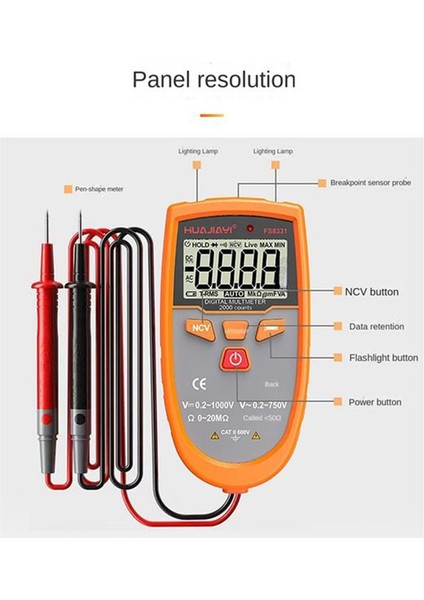 Temel Multimetre Huajıayı Dijital Pens Metre Mini Multimetre Dijital Tonometre Pense Ampermetre Araçları Akım Temperaturetest Ncv Otomatik Aralığı (Yurt Dışından)