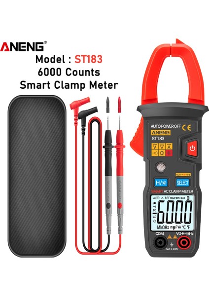 ST183 Aneng ST183 Dijital Pens Metre Ac Akım 6000 Sayım True Rms Multimetre Dc/ac Gerilim Test Cihazı Hz Kapasite Ncv Ohm Testleri (Yurt Dışından)