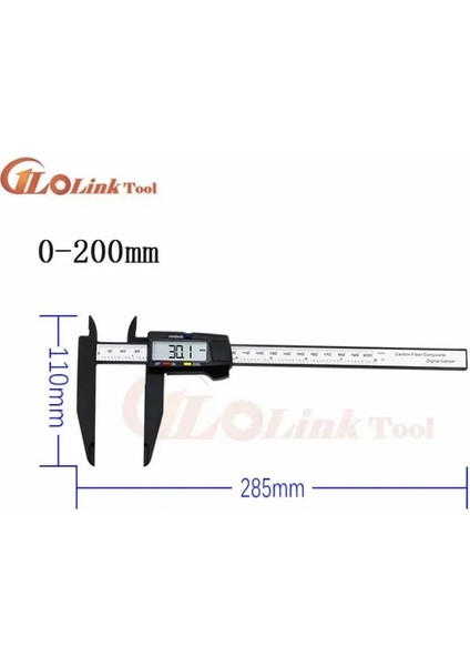 0-200MM 12 Inç 300MM Elektronik Dijital Kumpas Büyük LCD Plastik Dijital Sürmeli Kumpas Uzun Çeneli Mikrometre Ölçer (Yurt Dışından)