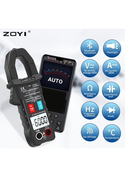 Zt-5bq Zoyı Dijital Pens Ampermetre Zt-5bq Kablosuz Teknolojisi Akıllı Multimetre True Rms Voltmetre Ampermetre Otomatik Rang Kondansatör Ncv Te (Yurt Dışından)