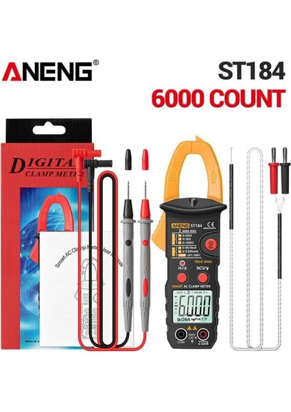 Sarı Aneng ST184 Dijital Kelepçe Multimetre Metre Profesyonel True Rms 6000 Ac/dc Gerilim Akım Test Cihazı Hz Ohm Kapasite Sayımları (Yurt Dışından)