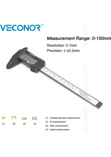 M031150 150MM 6 Inç Elektronik Dijital Sürmeli Kaliperler Ölçüm Ölçme Ölçme Araçları (Yurt Dışından) modelleri