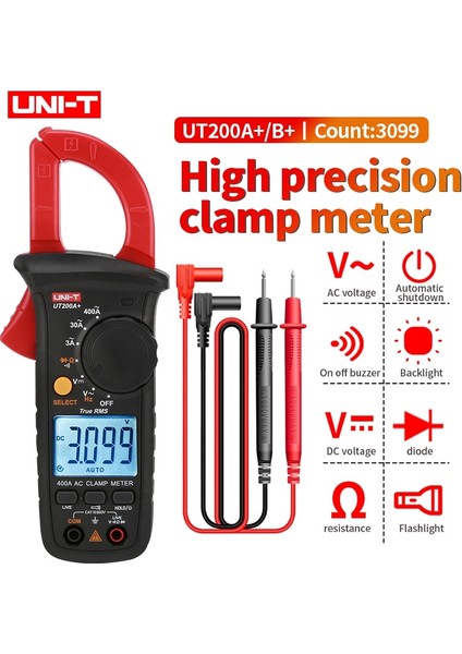 UT200A Plus Unı-T UT200A+ UT200B+ Dijital Ac Dc Gerilim Kelepçesi Multimetre True Rms 400-600A Otomatik Aralık Voltmetre Direnç Testi (Yurt Dışından) fırsatları