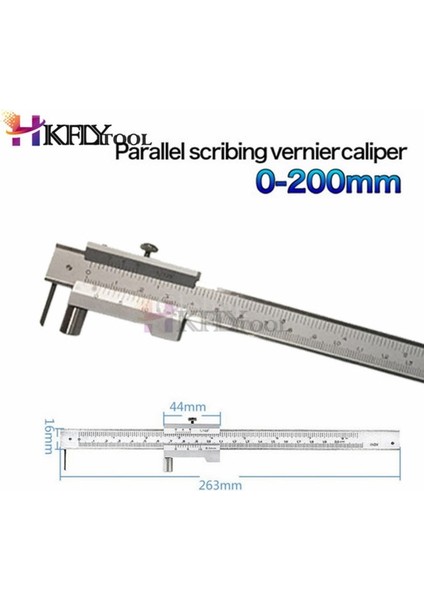 200MM 0-200MM Markalama Sürmeli Kumpas Karbür Çizici ile Paralel Işaretleme Ölçme Cetvel Işaretleme Ölçme Paralel Çapraz Kumpas (Yurt Dışından)
