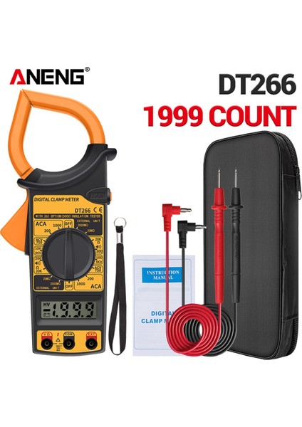 DT266 Sarı Aneng DT266 LCD 1999 Sayısı Dijital True Rms Profesyonel Pens Metre Acdc Akım Gerilim Test Cihazı Veri Gösterisi Otomatik Multimetre Kelepçe (Yurt Dışından)