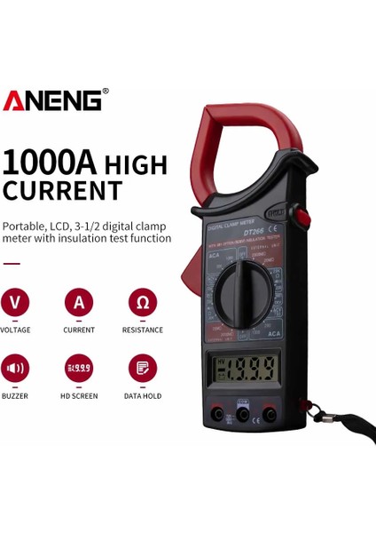DT266 Sarı Aneng DT266 LCD 1999 Sayısı Dijital True Rms Profesyonel Pens Metre Acdc Akım Gerilim Test Cihazı Veri Gösterisi Otomatik Multimetre Kelepçe (Yurt Dışından)