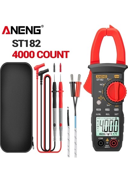 Kırmızı ST182 Aneng ST184 180 Dijital Kelepçe Multimetre Metre 6000 Sayım Profesyonel True Rms Ac/dc Gerilim Akım Test Cihazı Hz Kapasite Ohm (Yurt Dışından)