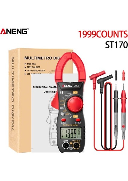Siyah Kırmızı Aneng ST170 Pens Metre 1999 Sayımı Otomatik Değişen Dijital Multimetre Ac Dc Gerilim Ac Akım Test Cihazı Ncv Indüksiyon Gerilim Ölçer (Yurt Dışından)