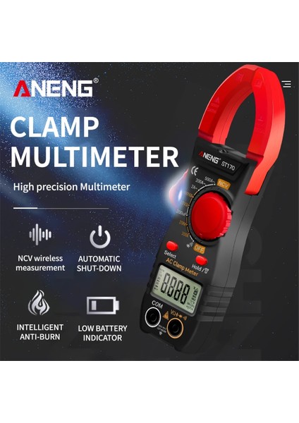 Siyah Kırmızı Aneng ST170 Pens Metre 1999 Sayımı Otomatik Değişen Dijital Multimetre Ac Dc Gerilim Ac Akım Test Cihazı Ncv Indüksiyon Gerilim Ölçer (Yurt Dışından)