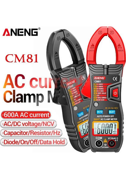 CM80 Siyah Kutu ile Aneng CM80/CM81 Dijital Pens Metre Ac Akım Multimetre Ampermetre Gerilim Test Cihazı Araba Amp Hz Kapasite Ncv Ohm Testi (Yurt Dışından)