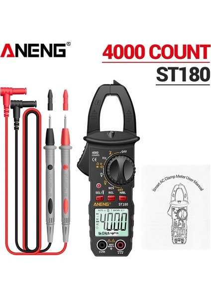 ST180 Siyah Aneng ST180 4000 Sayım Dijital Pens Metre Ac Akım Multimetre Ampermetre Gerilim Test Cihazı Araba Amp Hz Kapasite Ncv Ohm Aracı (Yurt Dışından)