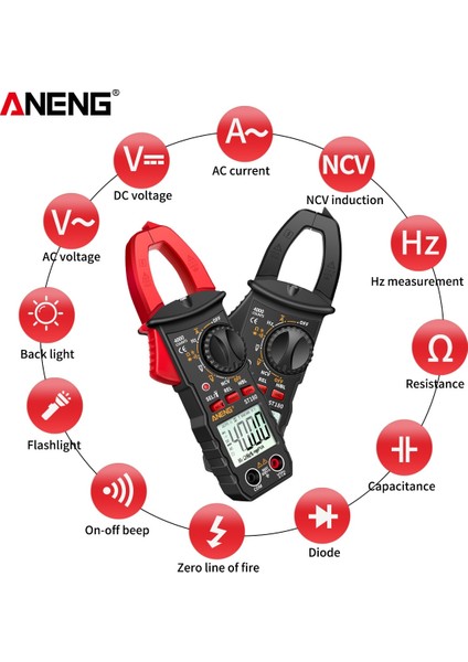 ST180 Siyah Aneng ST180 4000 Sayım Dijital Pens Metre Ac Akım Multimetre Ampermetre Gerilim Test Cihazı Araba Amp Hz Kapasite Ncv Ohm Aracı (Yurt Dışından)