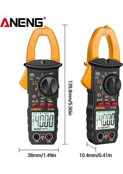 ST180 Siyah Aneng ST180 4000 Sayım Dijital Pens Metre Ac Akım Multimetre Ampermetre Gerilim Test Cihazı Araba Amp Hz Kapasite Ncv Ohm Aracı (Yurt Dışından)