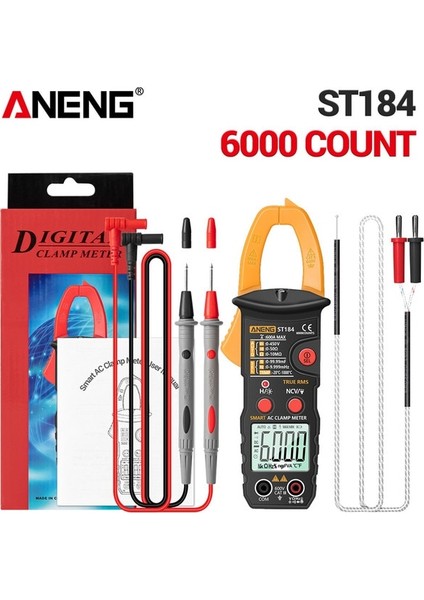 Sarı Aneng ST184 Dijital Pens Metre 6000 Sayım Profesyonel Multimetre True Rms Ac/dc Gerilim Test Cihazı Ac Akım Hz Kapasite Ohm (Yurt Dışından)