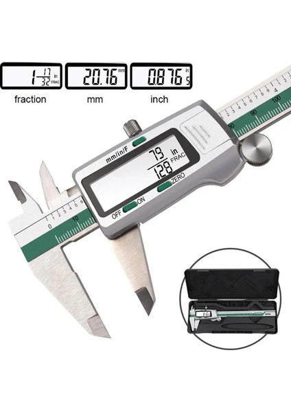 F Profesyonel Dijital Kumpas LCD Ekran Mm/inç Dijital 0-150MM Doğruluk 0.02MM Sürmeli Kumpas Ölçer Mikrometre Ölçme Aracı (Yurt Dışından)