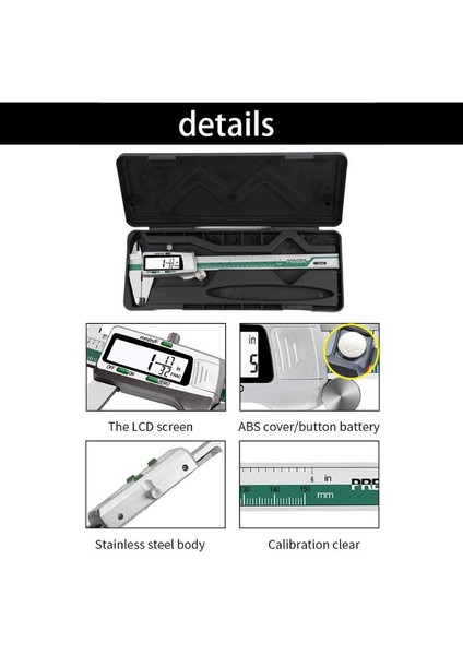 F Profesyonel Dijital Kumpas LCD Ekran Mm/inç Dijital 0-150MM Doğruluk 0.02MM Sürmeli Kumpas Ölçer Mikrometre Ölçme Aracı (Yurt Dışından)