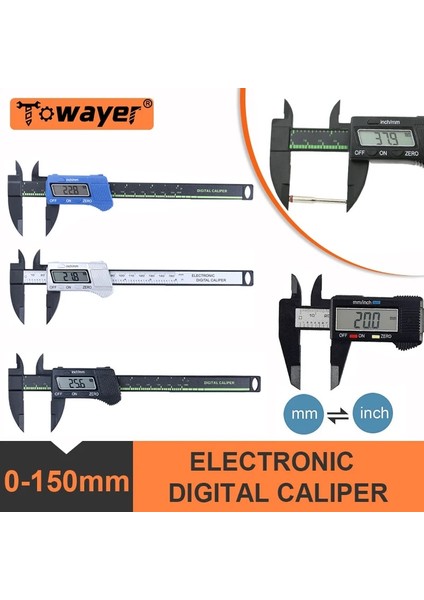Tip 5 150MM Mavi Dijital Kumpas 6 Inç LCD Elektronik Sürmeli Kumpas 0-150MM Ölçer Pakometre Dijital Mikrometre Enstrüman Ölçme Aletleri (Yurt Dışından)