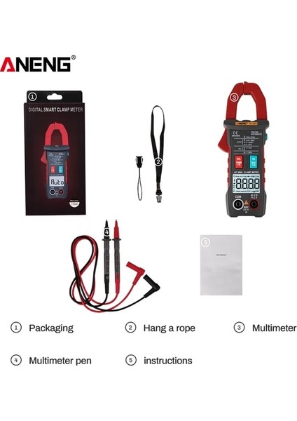 Kırmızı Aneng ST204 Pens Metre 4000 Sayım Otomatik Dijital Dc/ac Akım Gerilim Kelepçe Analog Multimetre True Rms Pinza Amperimetrica (Yurt Dışından)