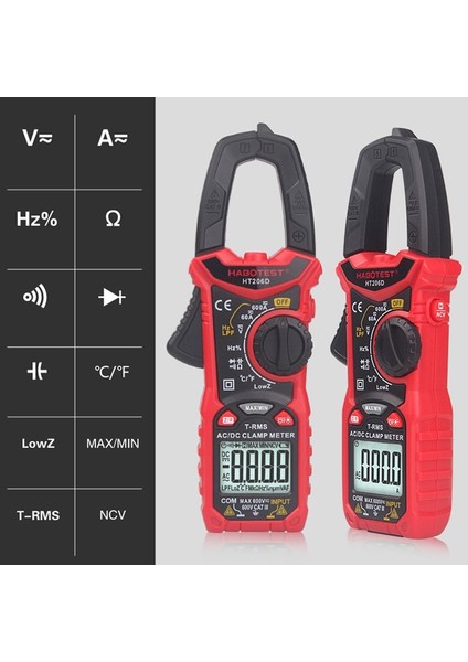 HT206A Dijital Pens Metre 600A Ac Dc Akım Profesyonel Elektrik Test Cihazı Iki Colorbacklight Ncv Voltmetre Ampermetre Deri Kılıf (Yurt Dışından) fırsatları