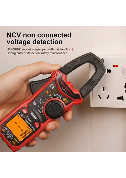 HT206B Yeni LCD Dijital Pens Metre HT206A HT206B HT206D 600A Ac Dc Akım Iki Renkli Arka Işık Ncv Voltmetre Ampermetre ile Deri Kılıf (Yurt Dışından)
