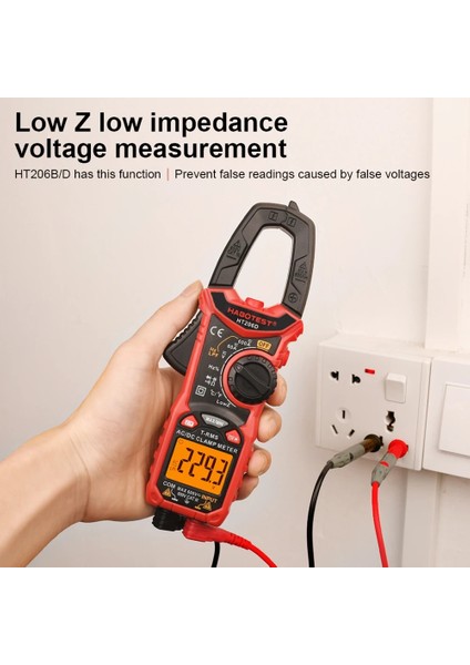HT206B Yeni LCD Dijital Pens Metre HT206A HT206B HT206D 600A Ac Dc Akım Iki Renkli Arka Işık Ncv Voltmetre Ampermetre ile Deri Kılıf (Yurt Dışından)