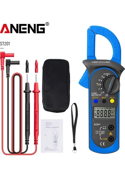 Mavi Aneng ST201 Dijital Kelepçe Multimetre Direnç Ohm Test Cihazı Ac Dc Kelepçe Ampermetre Transistör Test Cihazları Voltmetre D Kontak Lcr Metre (Yurt Dışından)