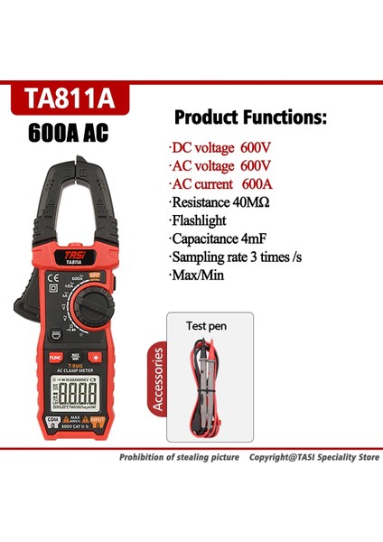 TA8315A (Ac 600A) Tası TA811A Dijital Pens Metre 6000 Sayım True Rms 1000A 600A Akım Multimetre Sıcaklık Hassas Voltmetre Otomatik Aralığı (Yurt Dışından) indirimleri
