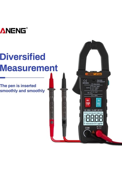 Siyah True Rms Mini Dijital Pens Metre Ac/dc Akım Gerilim Otomatik Aralık Kapasite Frekans Diyot Güç Ölçer Testi (Yurt Dışından)