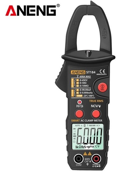 Siyah ST184 Multimetre Çok Fonksiyonlu Yüksek Hassasiyetli Kelepçe Şekli Мультиметр Gerilim Test Cihazı Multimetro Profesyonel Dijital Multimetreler (Yurt Dışından)