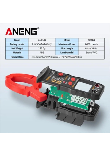 Sarı Aneng ST184 Dijital Multimetre Pens Metre True Rms 6000 Sayım Profesyonel Ölçüm Test Cihazları Ac/dc Gerilim Ac Akım Ohm (Yurt Dışından)