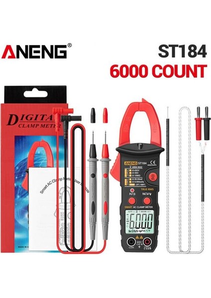 Kırmızı Aneng ST184 Multimetre Pens Metre 6000 Sayım Profesyonel True Rms Dijital Ac/dc Gerilim Akım Test Cihazı Hz Kapasite Ohm (Yurt Dışından)