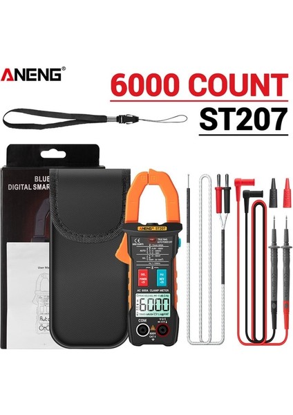 Turuncu Aneng ST207 Dijital Bluetooth Multimetre Pens Metre 6000 Sayım True Rms Dc/ac Gerilim Test Cihazı Ac Akım Hz Kapasite Ohm (Yurt Dışından)