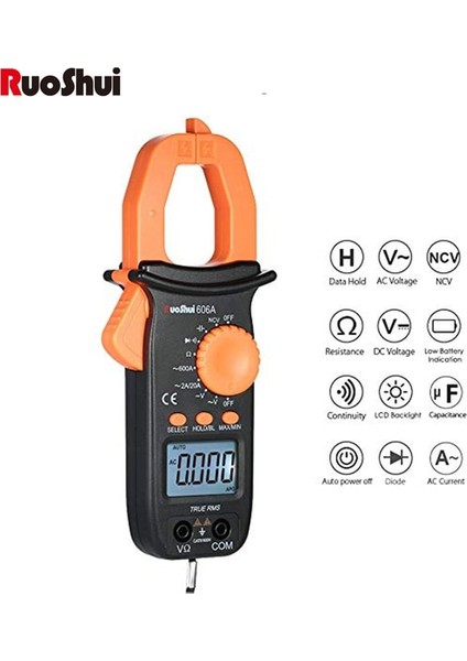 606A Ruishui 606A Kelepçe Multimetre Yüksek Kaliteli Otomatik Aralığı Pinza Amperimetrica Test Cihazı Ac/dc Akım Gerilim Dijital Pens Metre (Yurt Dışından)