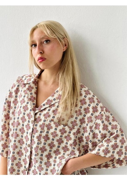 Model Oversize Retro Yaka Gömlek Unisex Somon