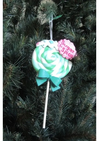 Yeşil 17 cm Kil Dolgulu Mesaj Yazılı Lolilop Şekilli Yılbaşı Süsü fiyatları