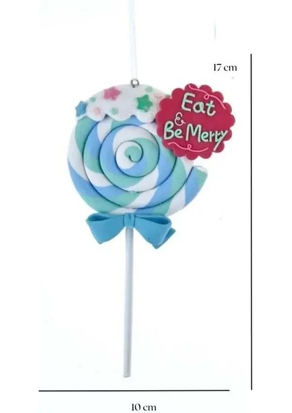 Mavi 17 cm Kil Dolgulu Mesaj Yazılı Lolilop Şekilli Yılbaşı Süsü fiyatları