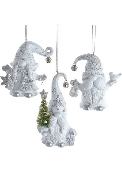 BeyazGri 10 cm Reçine Noel Baba - 2 Yılbaşı Süsü