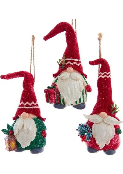 Kırmızı 16 cm Reçine Örme Şapkalı Noel Baba - 3 Yılbaşı Süsü fırsatları