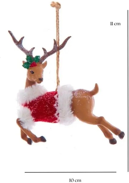 KırmızıKahve 11 cm Reçine Süveterli Geyik Bey Yılbaşı Süsü modelleri