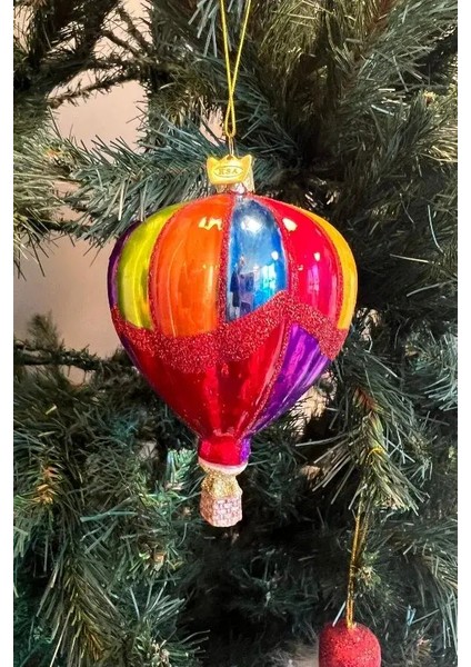 Çok Renkli 12 cm Cam Asil Simlerle Bezeli Hava Balonu Yılbaşı Süsü-1 fiyatları