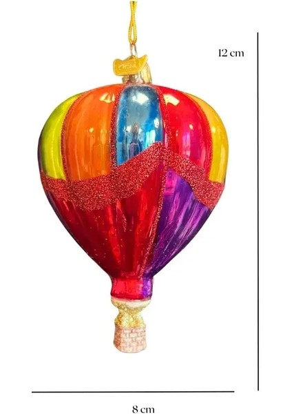 Çok Renkli 12 cm Cam Asil Simlerle Bezeli Hava Balonu Yılbaşı Süsü-1 modelleri