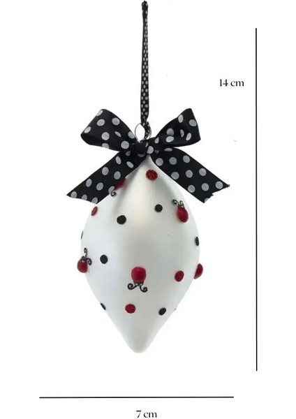 Beyaz 14 cm Cam Uğur Böceği -1 Yılbaşı Süsü fiyatları