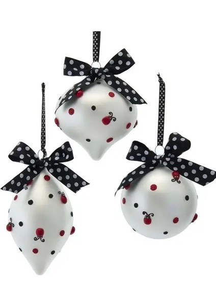 Beyaz 10 cm Cam Uğur Böceği -2 Yılbaşı Süsü modelleri