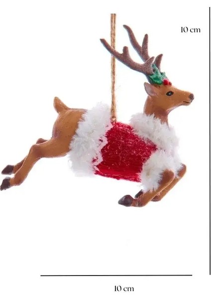 KırmızıKahve 10 cm Reçine Süveterli Geyik Hanım Yılbaşı Süsü modelleri