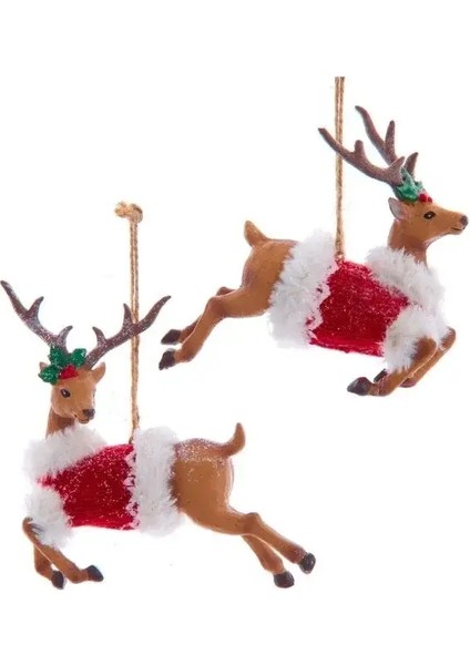 KırmızıKahve 10 cm Reçine Süveterli Geyik Hanım Yılbaşı Süsü fırsatları