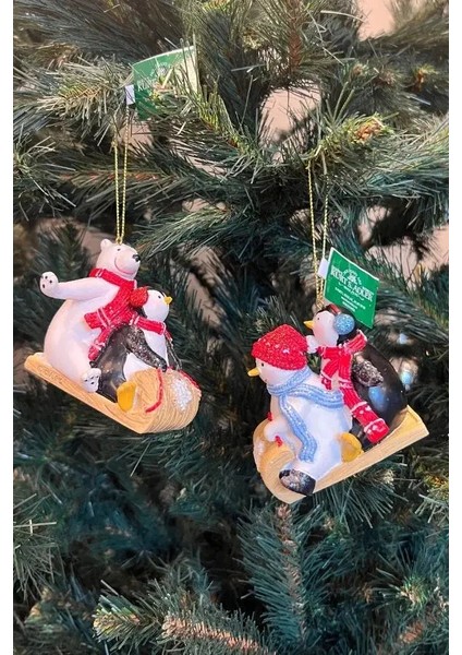 Renkli 7 cm Reçine Buzda Kayan Penguen&Kardan Adam Yılbaşı Süsü fiyatları