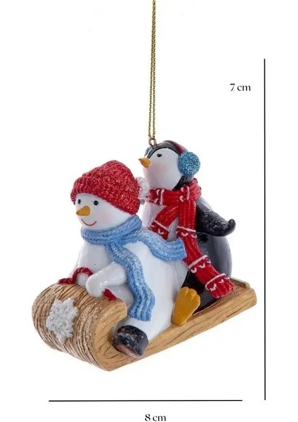 Renkli 7 cm Reçine Buzda Kayan Penguen&Kardan Adam Yılbaşı Süsü modelleri